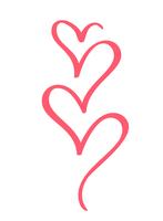 Día de San Valentín vector dibujado a mano elementos de corazón de diseño caligráfico. Florece la decoración de estilo ligero para web, bodas y estampados. Aislados en fondo blanco Ilustración de caligrafía y letras