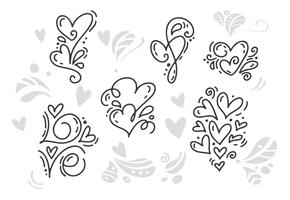Monoline Valentine's Day Hand Drawn elements vector