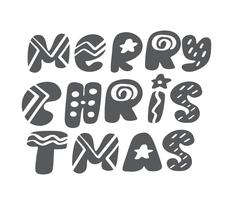 Texto escandinavo del vector de las letras del vintage gris de la Feliz Navidad. Para la página de lista de diseño de plantilla de arte, estilo de folleto de maqueta, portada de banner, folleto de impresión de folletos, póster