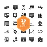 Conjunto de iconos de SEO glifo vector