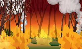 Un paisaje de desastre de incendios forestales. vector