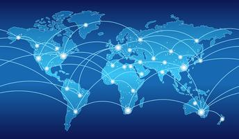 Mapa transparente del sistema de red global. vector