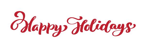 Happy Holidays red vintage Merry Christmas calligraphy lettering vector text. For art template design list page, mockup brochure style, banner idea cover, booklet print flyer, poster