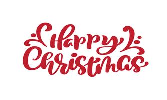 Happy Christmas red vintage calligraphy lettering vector text. For art template design list page, mockup brochure style, banner idea cover, booklet print flyer, poster