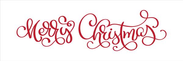 Dé el texto del vector de la Feliz Navidad de las letras, plantilla caligráfica de las letras, tipografía creativa para la tarjeta de regalo del saludo del día de fiesta. Vector de fuente de caligrafía