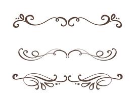 Vector vintage line elegant dividers and separators, swirls and corners decorative ornaments. Floral lines filigree design elements. Flourish curl elements for invitation or menu page illustration