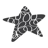 Navidad escandinava vector estrella. Cuadro de handdraw silueta catroon para diseño de tarjetas de felicitación, decoración en almohada, camiseta