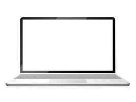 Laptop computer isolated on a white background with a blank screen. 