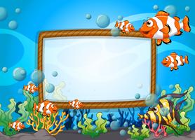 Frame design with fish underwater vector