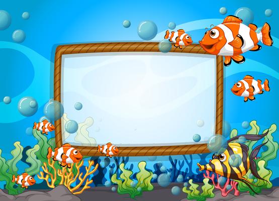 Frame design with fish underwater