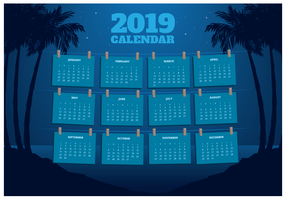 2019 Printable Calendar vector