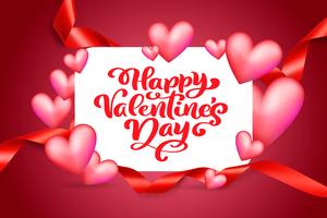 Diseño de tipografía del día de San Valentín feliz de texto de vector para tarjetas de felicitación y cartel. Cita de la tarjeta del día de San Valentín en un fondo rojo de los días de fiesta. Plantilla de diseño celebración ilustración