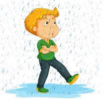 Boy whistlering in the rain