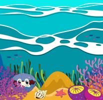 Sea animals under the ocean vector