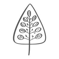 Silueta del icono del vector del árbol de navidad. Símbolo de contorno simple. Aislado en blanco web sign kit de abeto estilizado. Handdraw imagen de dibujos animados escandinavos