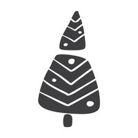 Christmas Tree vector icon silhouette. Simple contour symbol. Isolated on white web sign kit of stylized spruce. Handdraw scandinavian cartoon picture