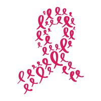 Stylized pink ribbon with vector quote Breast Canser for October is Cancer Awareness Month Calligraphy lettering illustration Poster Design