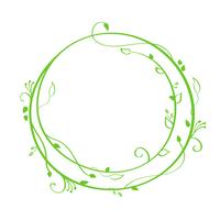 Green Vector Hand Drawn Calligraphic Round. Spring Flourish Design Element. Floral light style decor for greeting card, web, wedding and print. Isolated on white background Calligraphy and lettering illustration