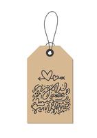 Vector monoline calligraphy phrase You are my sunshine on kraft tag. Isolated Valentines Day Hand Drawn lettering illustration. Heart Holiday sketch doodle design valentine card. love decor for web, wedding and print