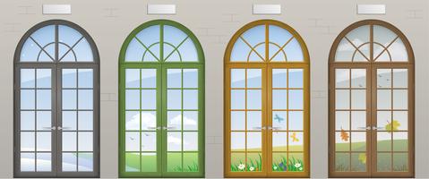 Colored arched doors vector