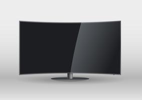 Curved black blank screen smart TV vector