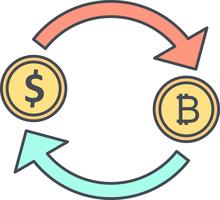 Cambiar Bitcoin Con Dólar Vector Icon