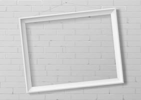 Horizontal white thin photo frame vector