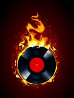 Burning vinyl record vector