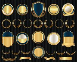 Insignias y etiquetas de oro premium de lujo vector