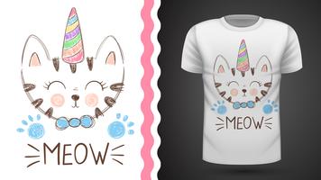 Cute cat - idea for print t-shirt. vector