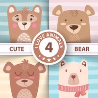 Cute winter illustration. Bear characters. vector