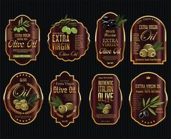 Colección de etiquetas retro de aceite de oliva. vector