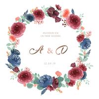 Wreaths watercolor flowers hand painted with text  frame border, lush florals aquarelle isolated on white background. Design decor for card, save the date, wedding invitation cards, poster, banner. vector