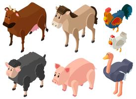 3D design for farm animals vector