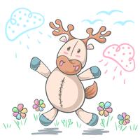 Teddy deer love - cartoon funny illustration. vector