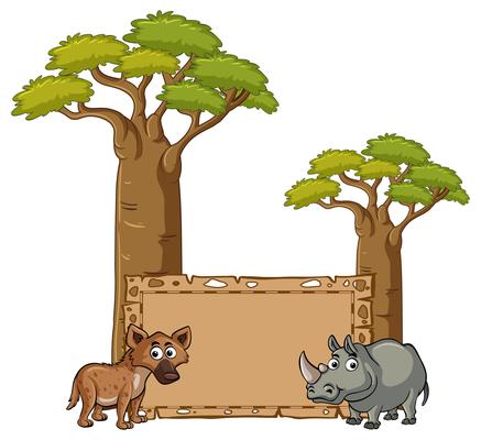 Banner template with hyena and rhino