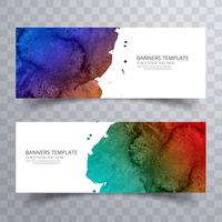 Beautiful soft colorful watercolor header set vector