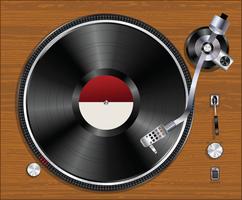 Gramophone vinyl player playing record vector