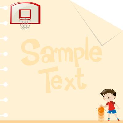 Paper design with boy playing basketball