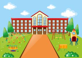 Scene with school building and playground vector