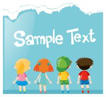 Paper design wtih many children vector