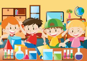 Students study in the classroom vector