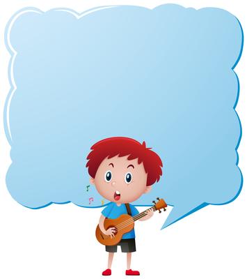 Border template with boy playing guitar
