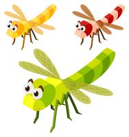 Three dragonflies in 3D design vector