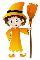 Wizard holding magic broom vector