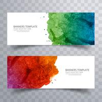 Abstract colorful watercolor header set design vector