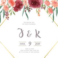 Watercolor florals with text frame border, lush flowers aquarelle hand painted isolated on white background. Design flowers decor for card, save the date, wedding invitation cards, poster, banner. vector