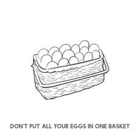 Don39t put all eggs in one basket idiom vector