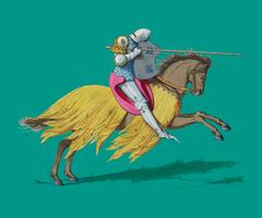 Chevalier Francais, XIVe Siecle, by Paul Mercuri 1860, a knight on horse back with full armor ready to joust. Digitally enhanced by rawpixel. vector