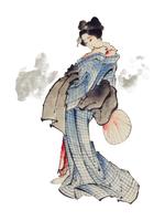 Ilustración de estilo japonés tradicional de Ukyio-e de una mujer japonesa en kimono por Katsushika Hokusai (1760-1849). Original de la Biblioteca del Congreso. Mejorado digitalmente por rawpixel. vector